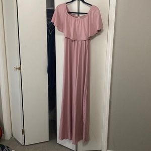Off-the-shoulder Pink Maternity Dress from PinkBlush Boutique